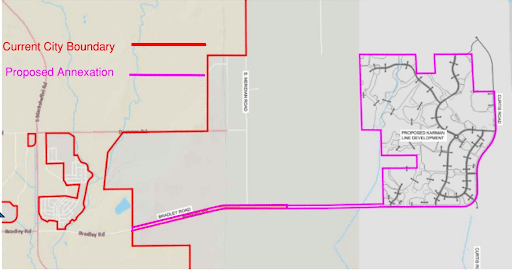 Map showing Colorado Springs' rejected Karman Line flagpole annexation